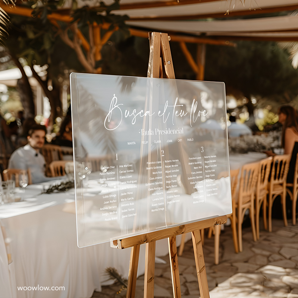 Cartel boda metacrilato transparente