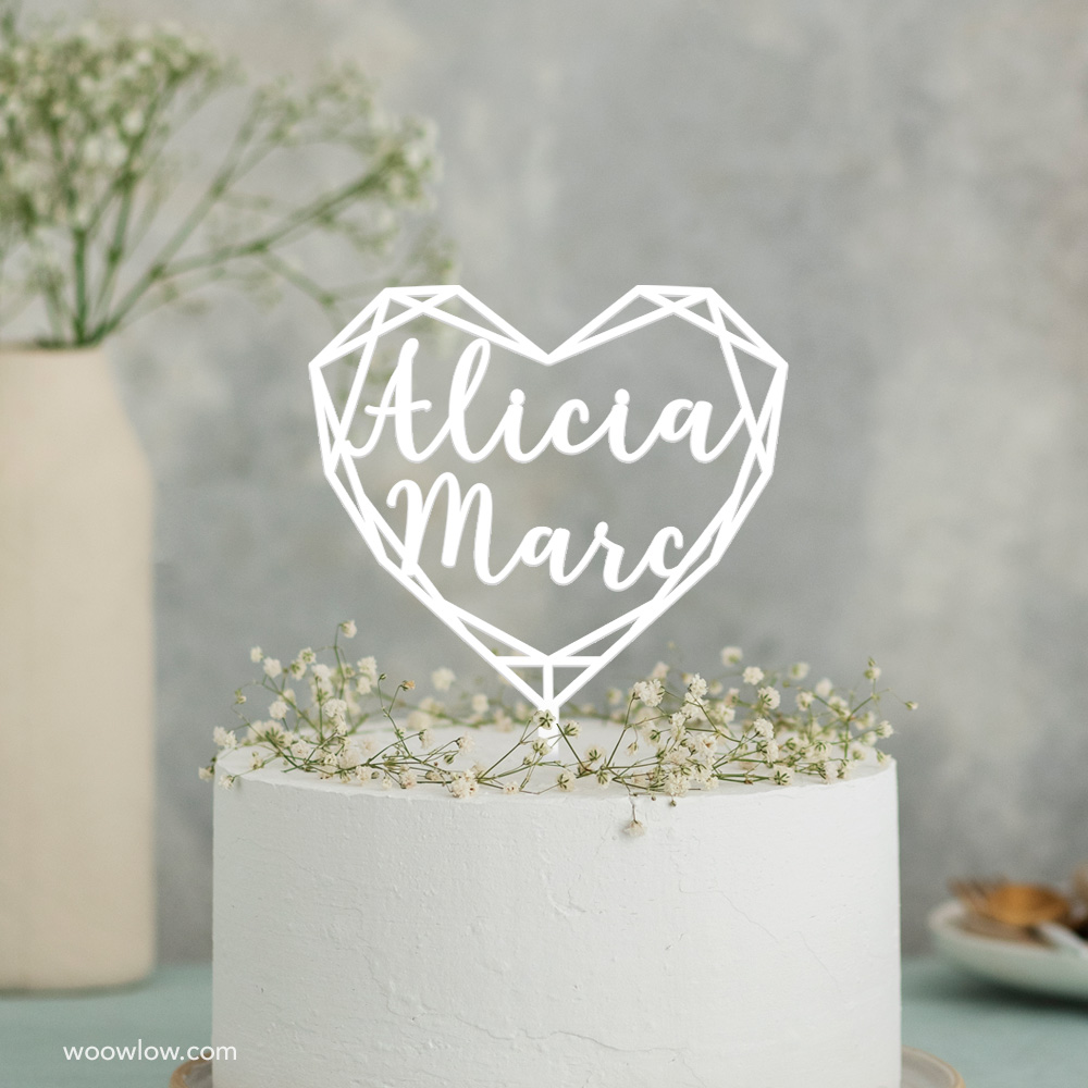 Cake topper tarta boda 'Corazón geométrico'