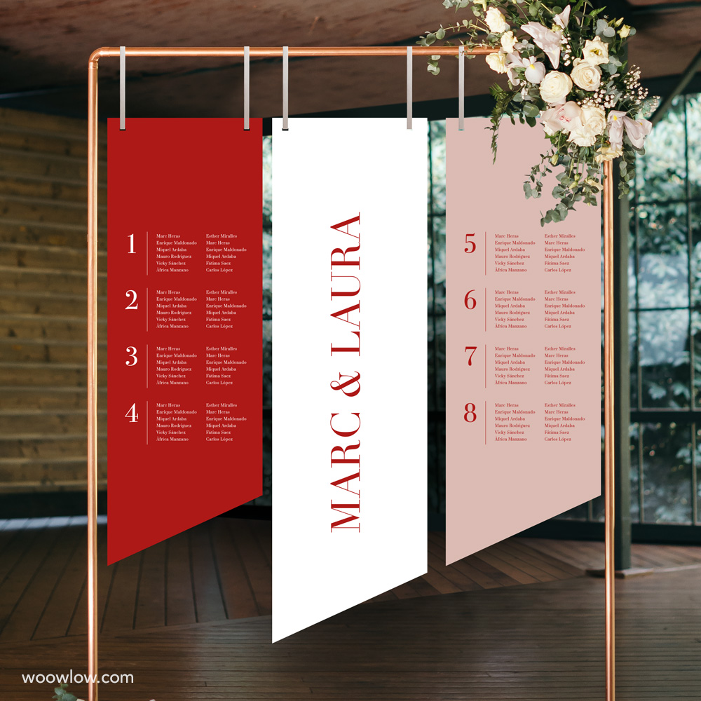 Carteles seating boda diagonal 'Col. Nahiko'