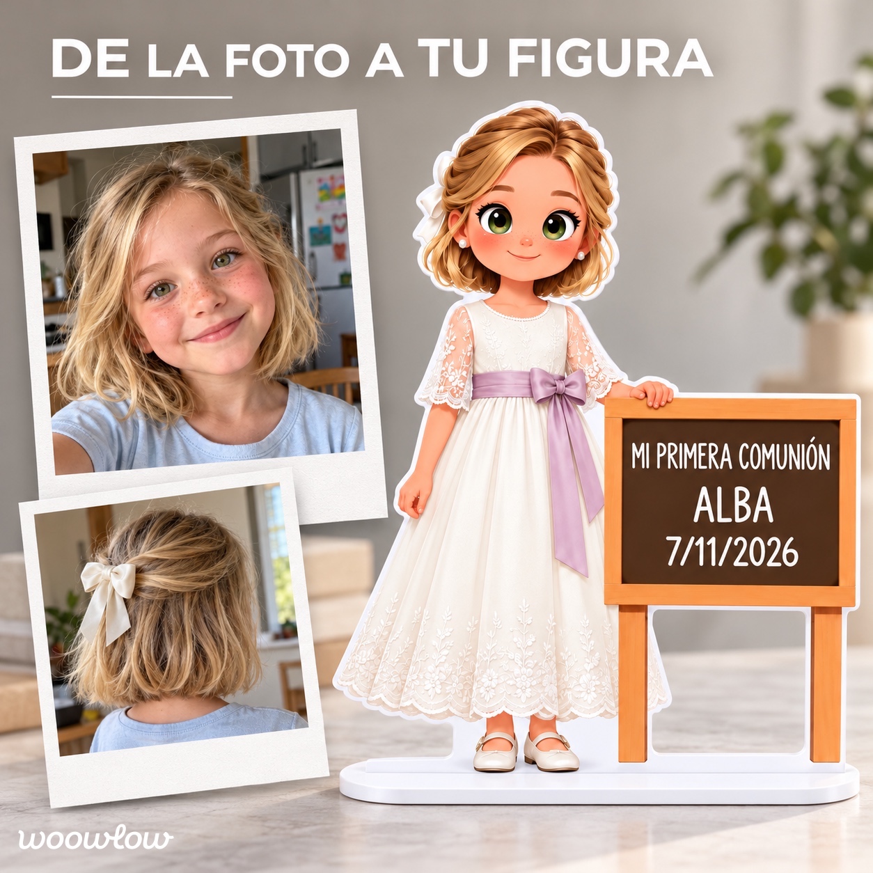 Figura tarta comunión niña 100% PERSONALIZADA
