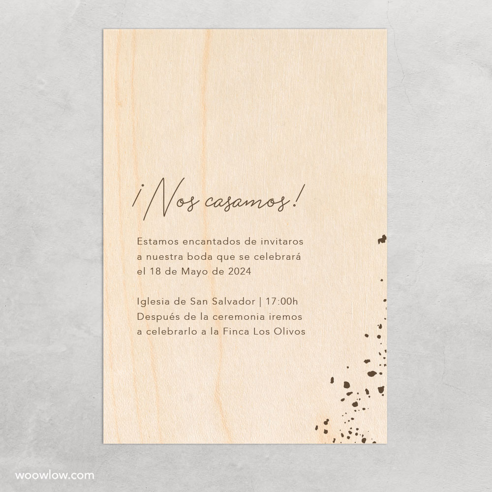 Invitación boda madera 'Huellas'