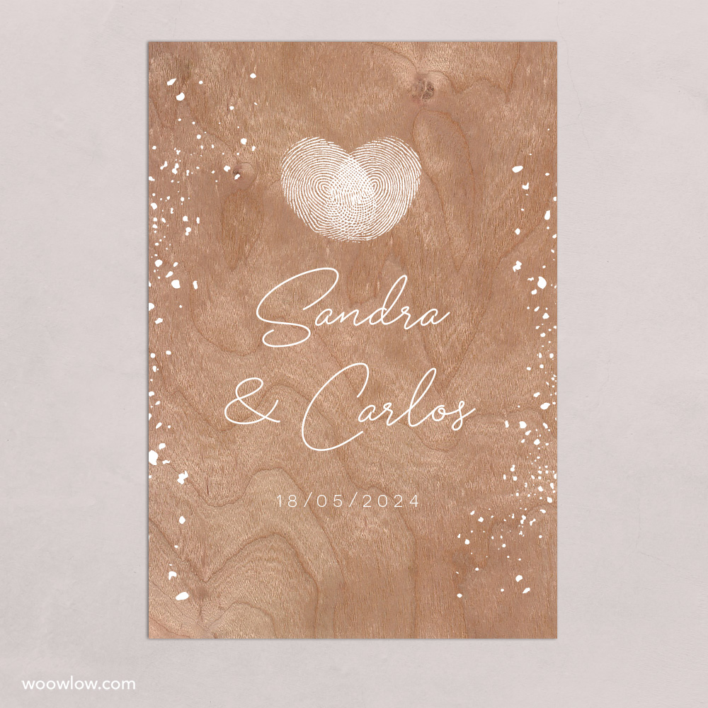 Invitación boda madera 'Huellas'