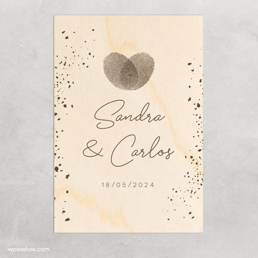 Invitación boda madera 'Huellas'