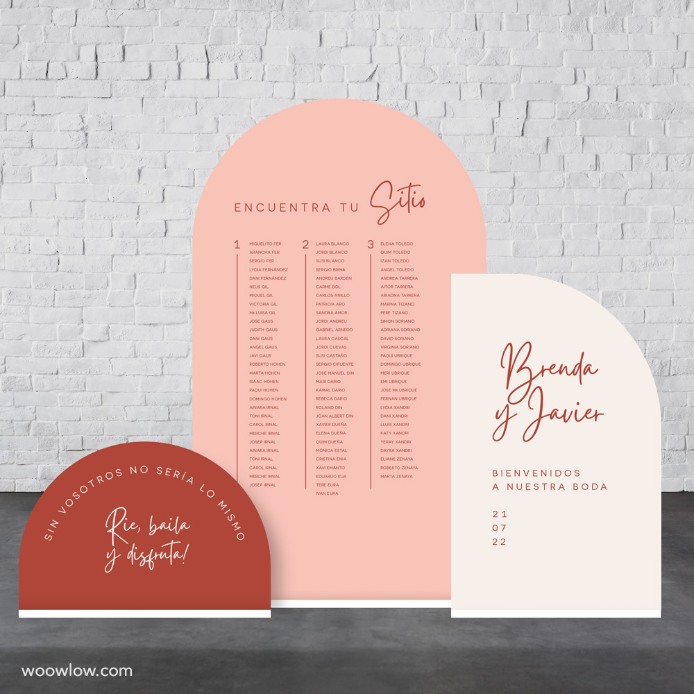 Cartel boda curvado Pack 3 unidades